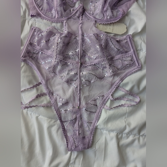 For Love And Lemons Elegant Lace Lingerie Set in Lavender - Picture 3 of 8